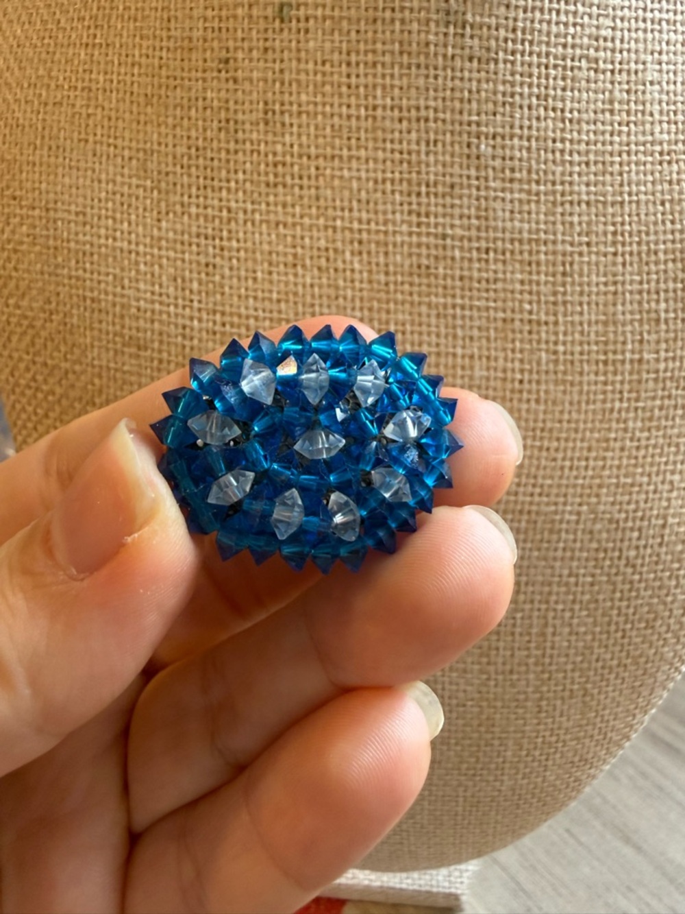 Blue Beaded Oval Embellishment